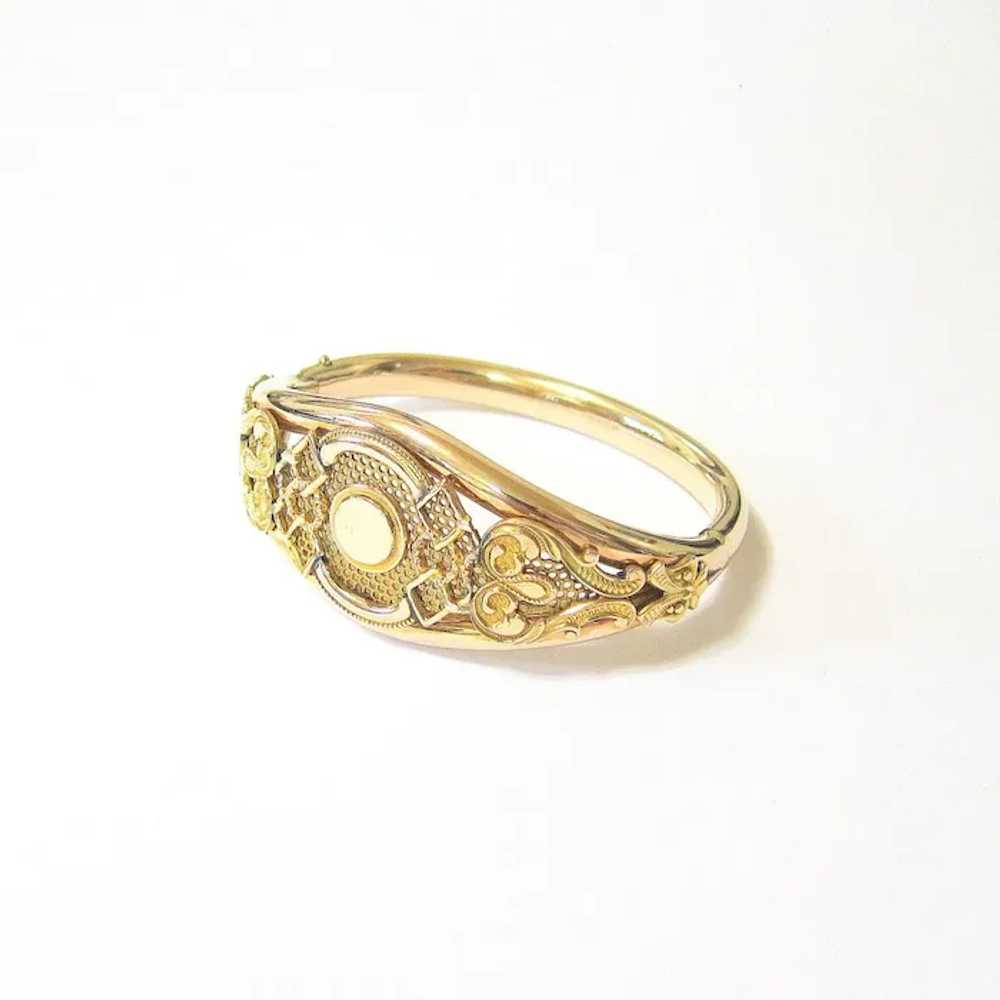 Antique Edwardian Rosy and Yellow Gold Bangle Bra… - image 3