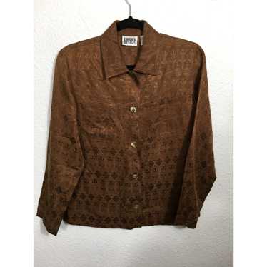 Vintage Chico's Design Top Womens Size 0 Brown Li… - image 1