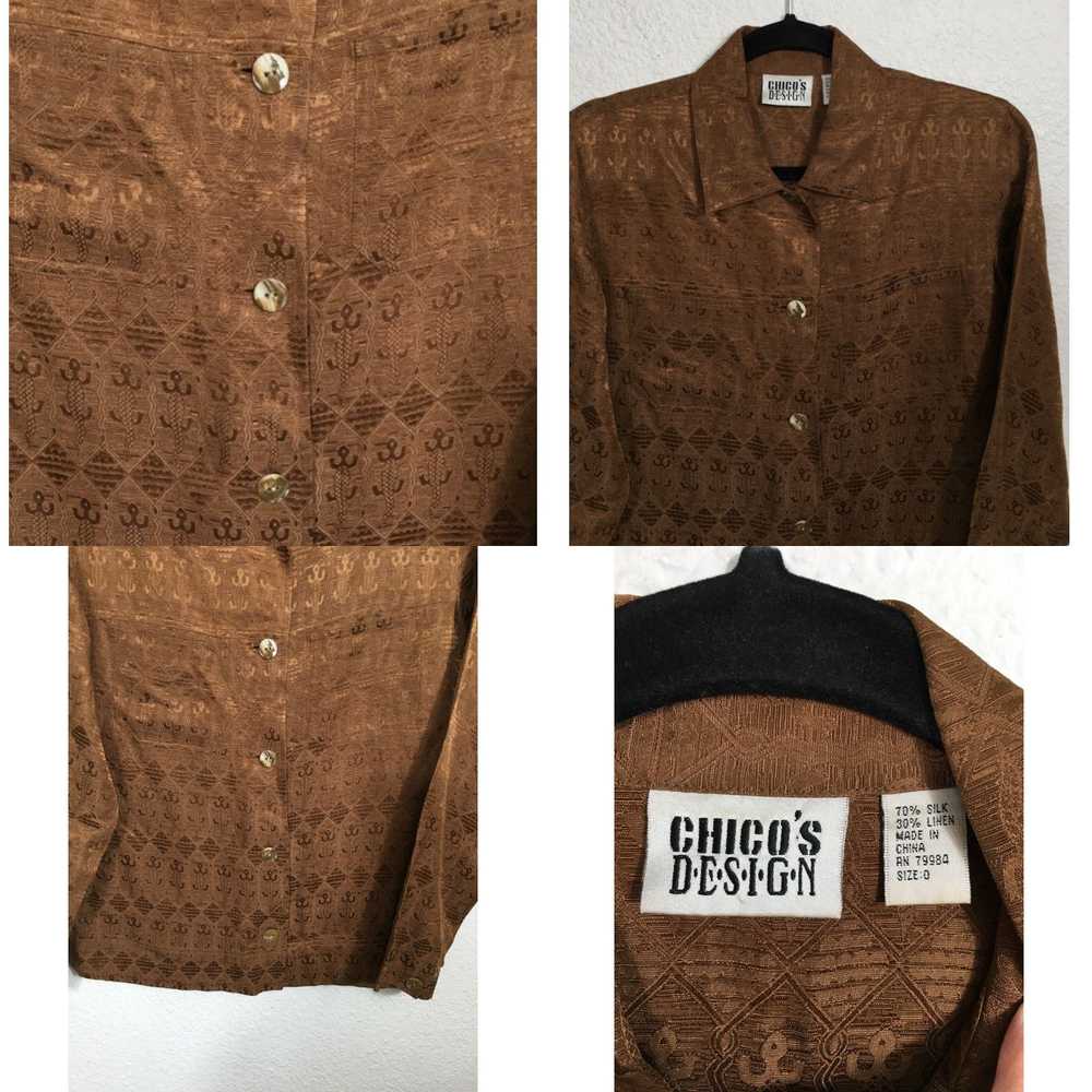 Vintage Chico's Design Top Womens Size 0 Brown Li… - image 4