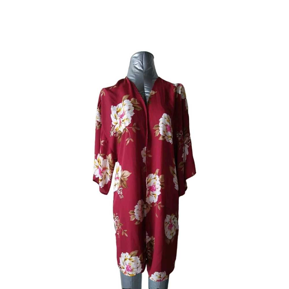 & Other Stories Kimono Burgundy White Flowers Sma… - image 2