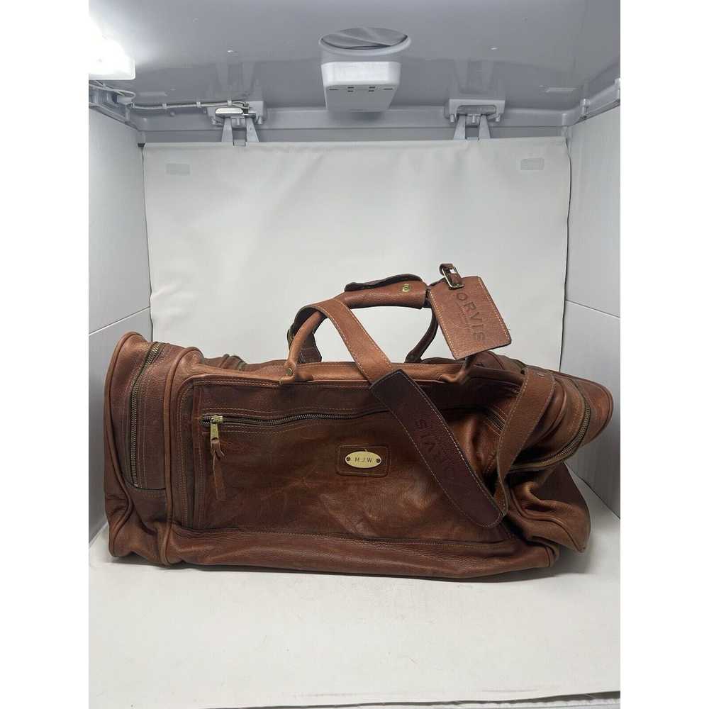 Orvis Orvis Brown Leather Luggage Weekender Trave… - image 1