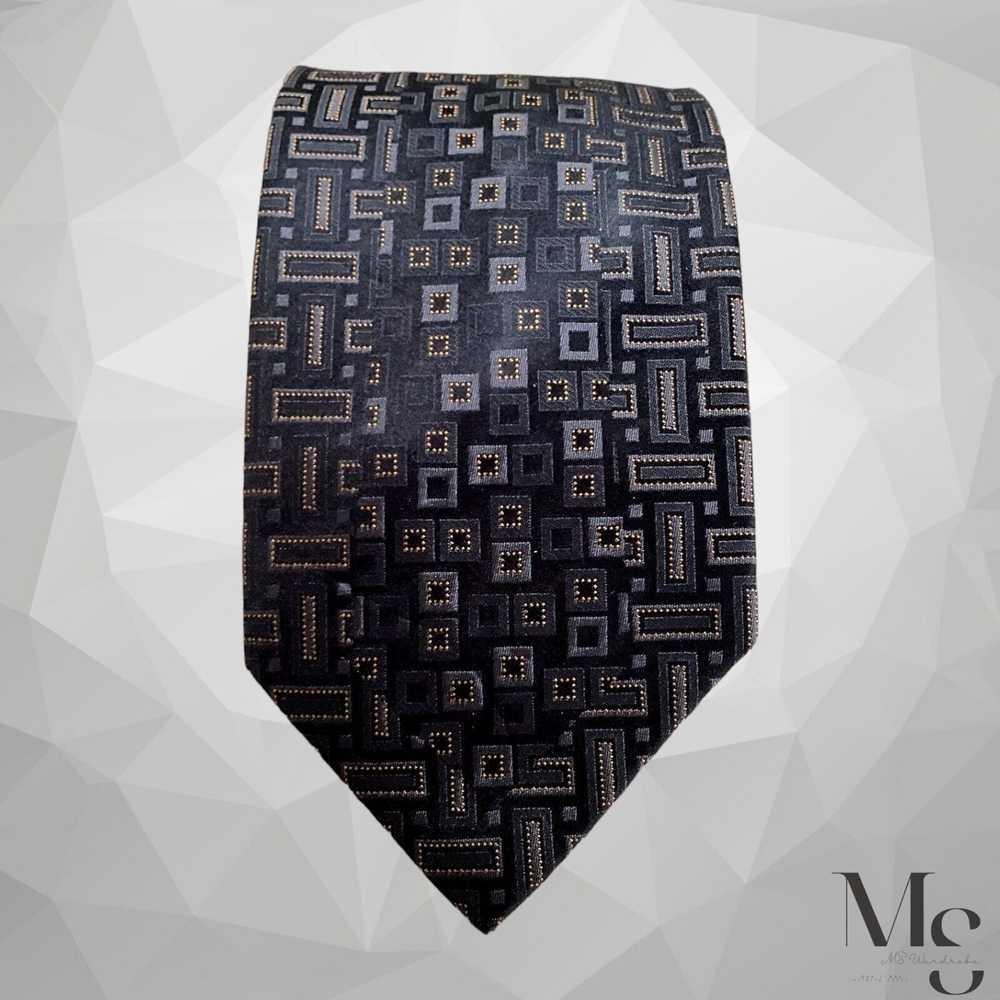 Unkwn ITALO FERRETTI XL Gray Geometric Silk Tie H… - image 5