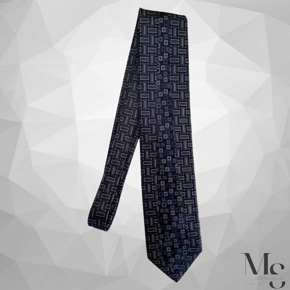 Unkwn ITALO FERRETTI XL Gray Geometric Silk Tie H… - image 6