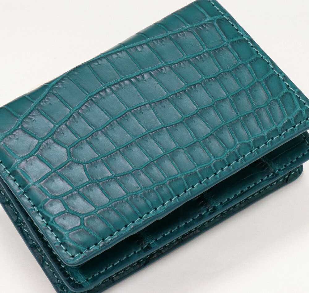 Other Other Crocodile Emerald Card Case Leather B… - image 5