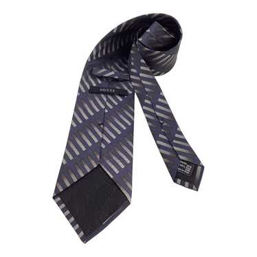 Gucci GUCCI Blue Striped Luxury Designer Silk Tie… - image 1