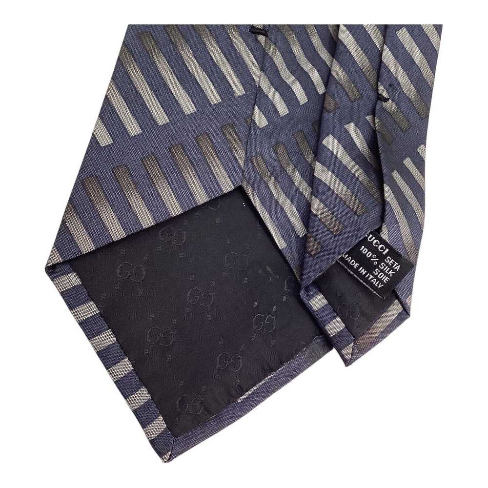 Gucci GUCCI Blue Striped Luxury Designer Silk Tie… - image 4