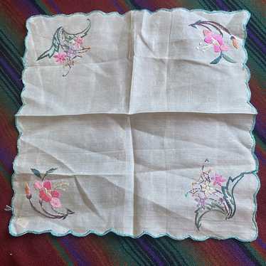 小物 1900s Hand Embroidery Handkerchief Antique 19th Century Hand Embroidered Handkerchief with