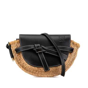 Tan LOEWE Mini Raffia Gate Crossbody