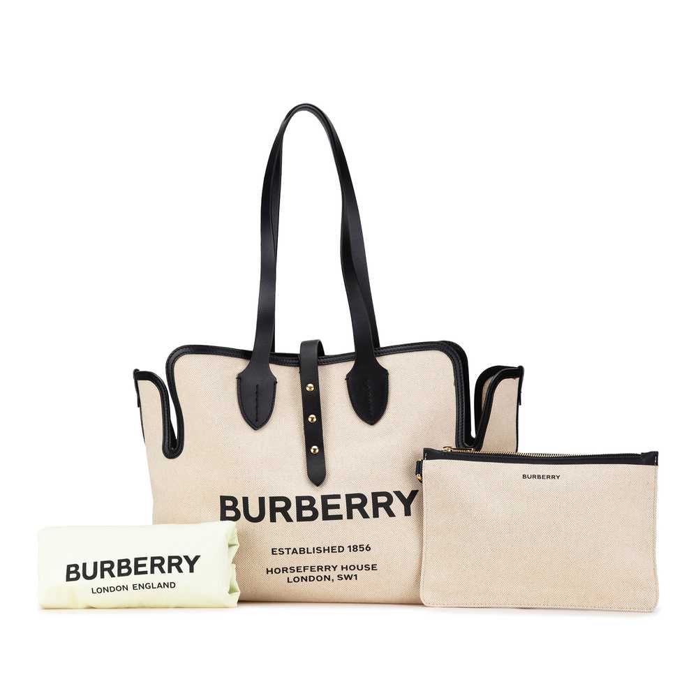 Cream Burberry Canvas Logo Soft Belt Tote - image 10