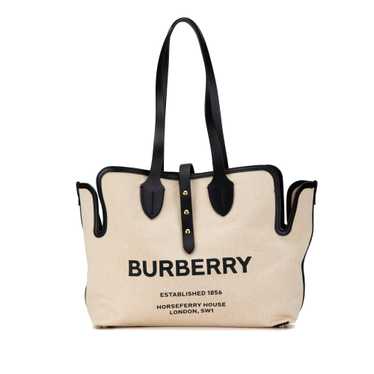 Cream Burberry Canvas Logo Soft Belt Tote - image 1