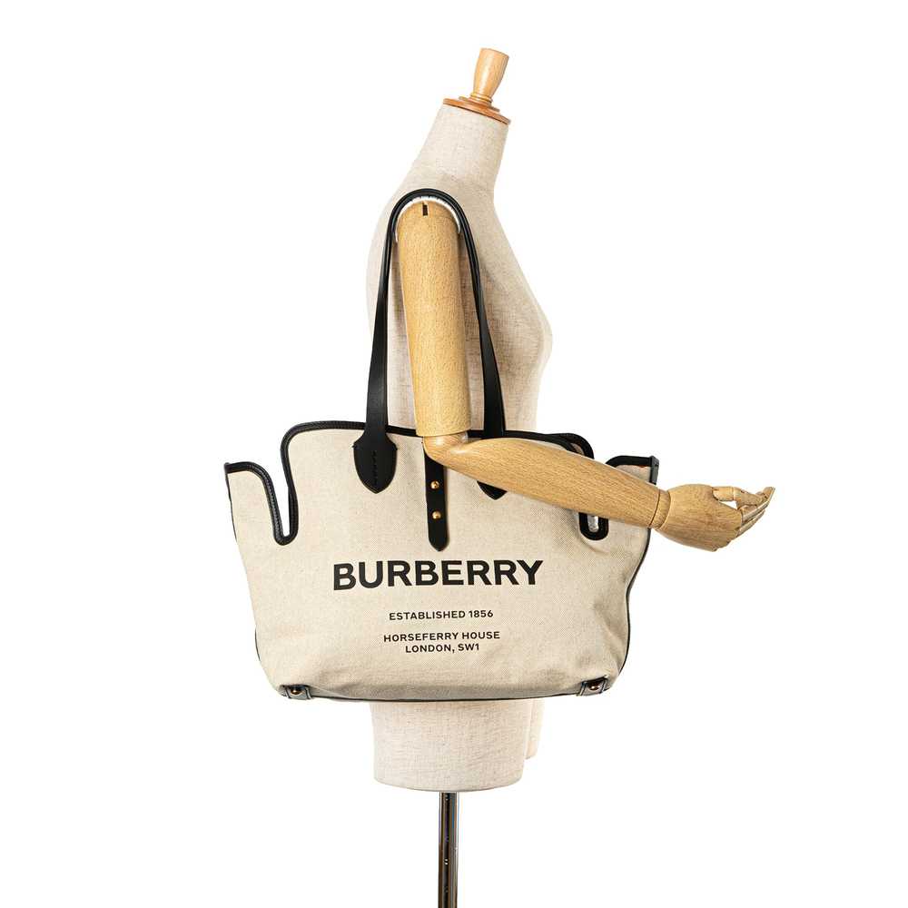 Cream Burberry Canvas Logo Soft Belt Tote - image 9