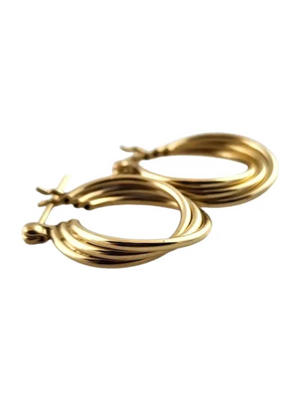 14 Karat Yellow Gold Twisted Triple Hoop Earrings… - image 3