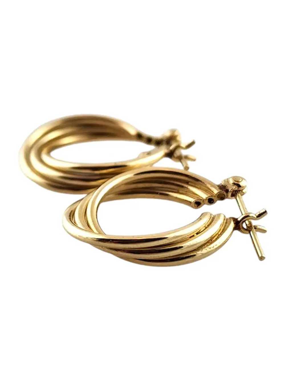 14 Karat Yellow Gold Twisted Triple Hoop Earrings… - image 7