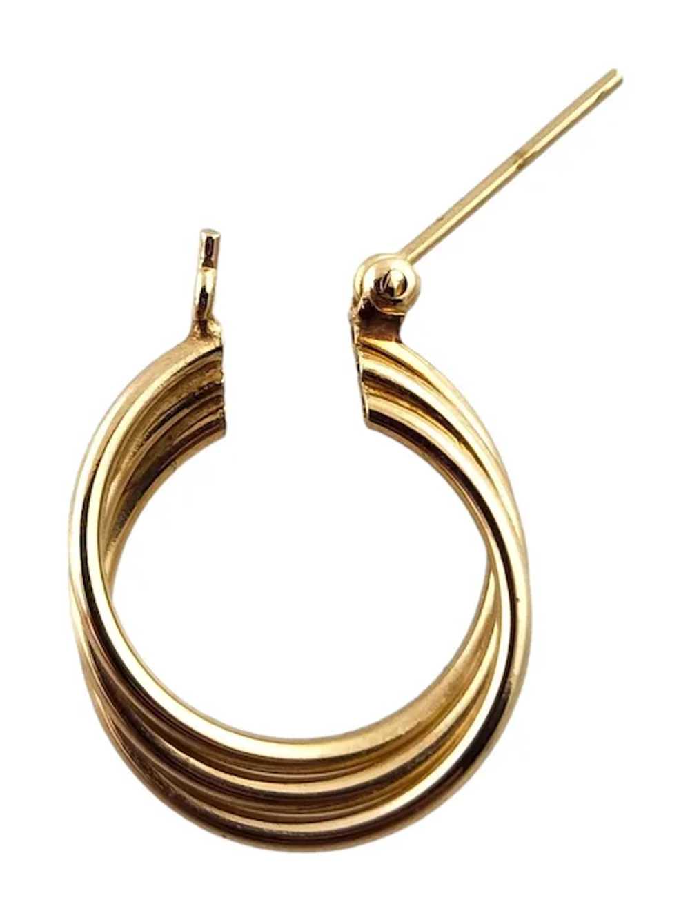 14 Karat Yellow Gold Twisted Triple Hoop Earrings… - image 8