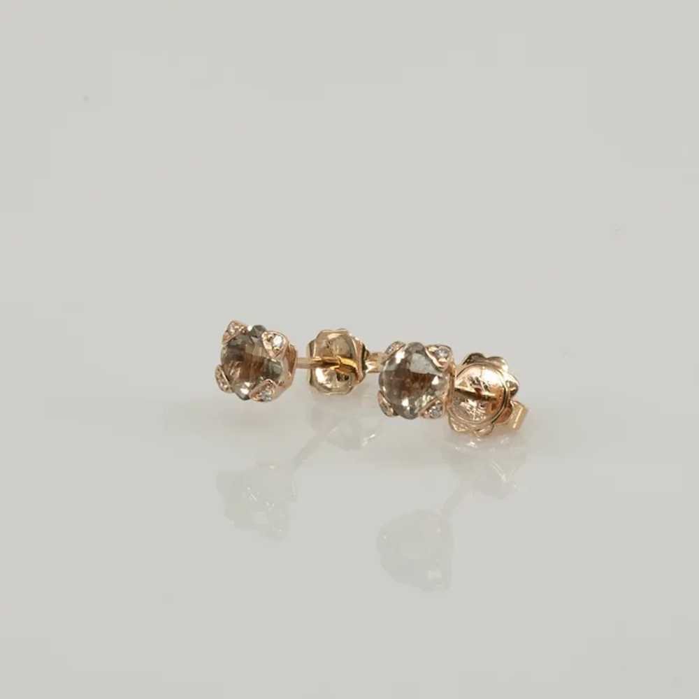 LeVian Smokey Topaz & Diamond 14K Rose Gold Stud … - image 4