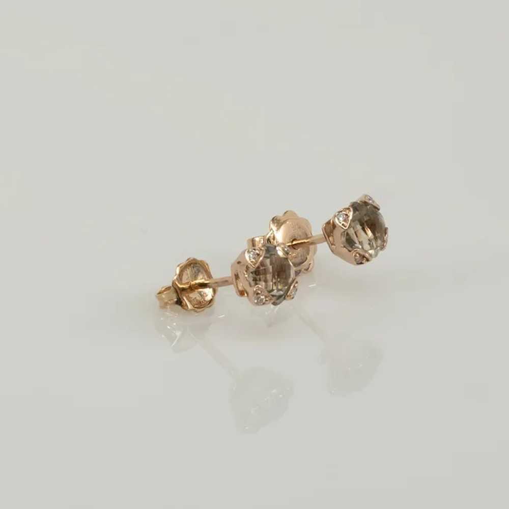 LeVian Smokey Topaz & Diamond 14K Rose Gold Stud … - image 5