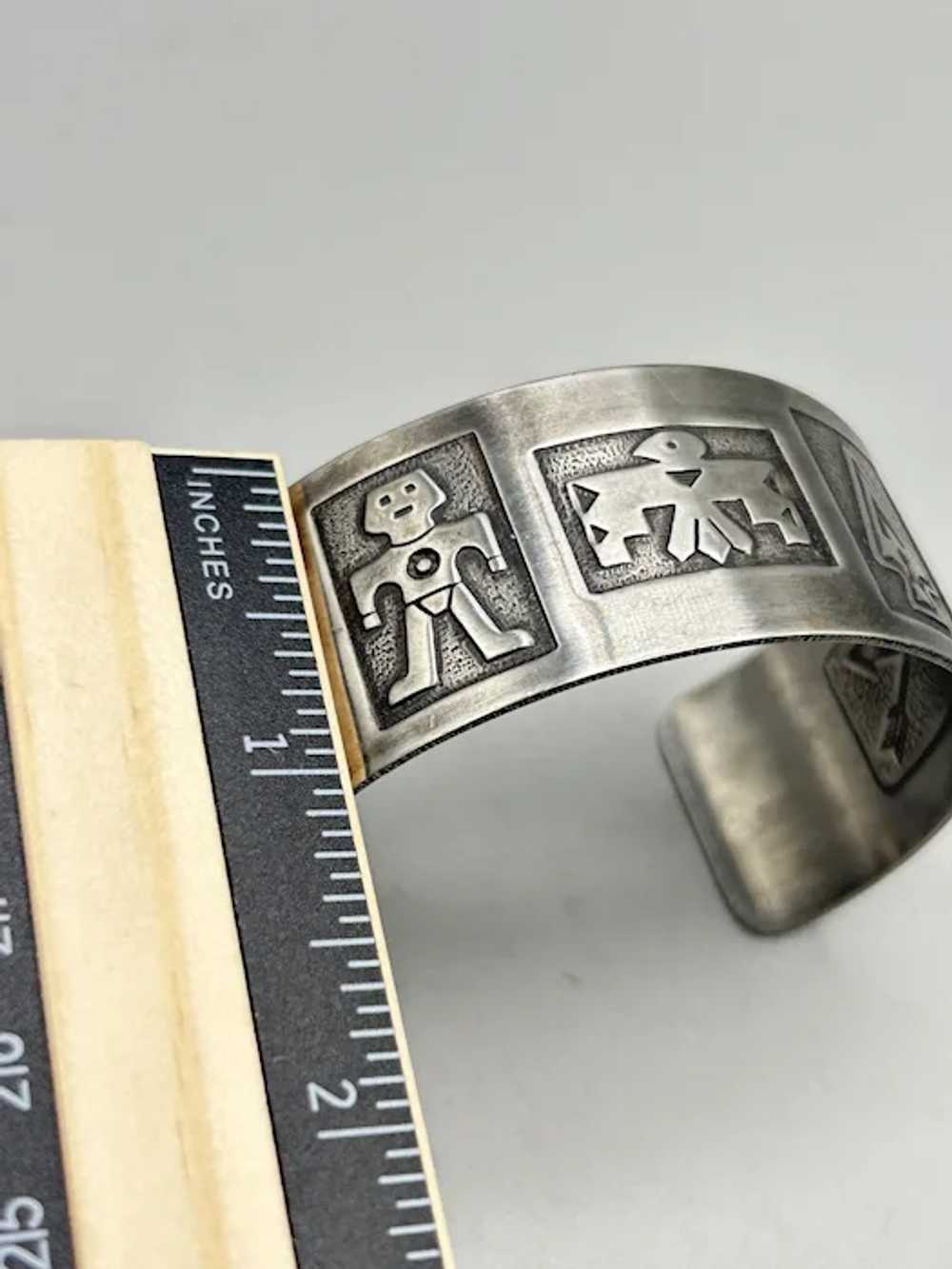 Vintage Silver Tone Cuff Bracelet Native American… - image 10