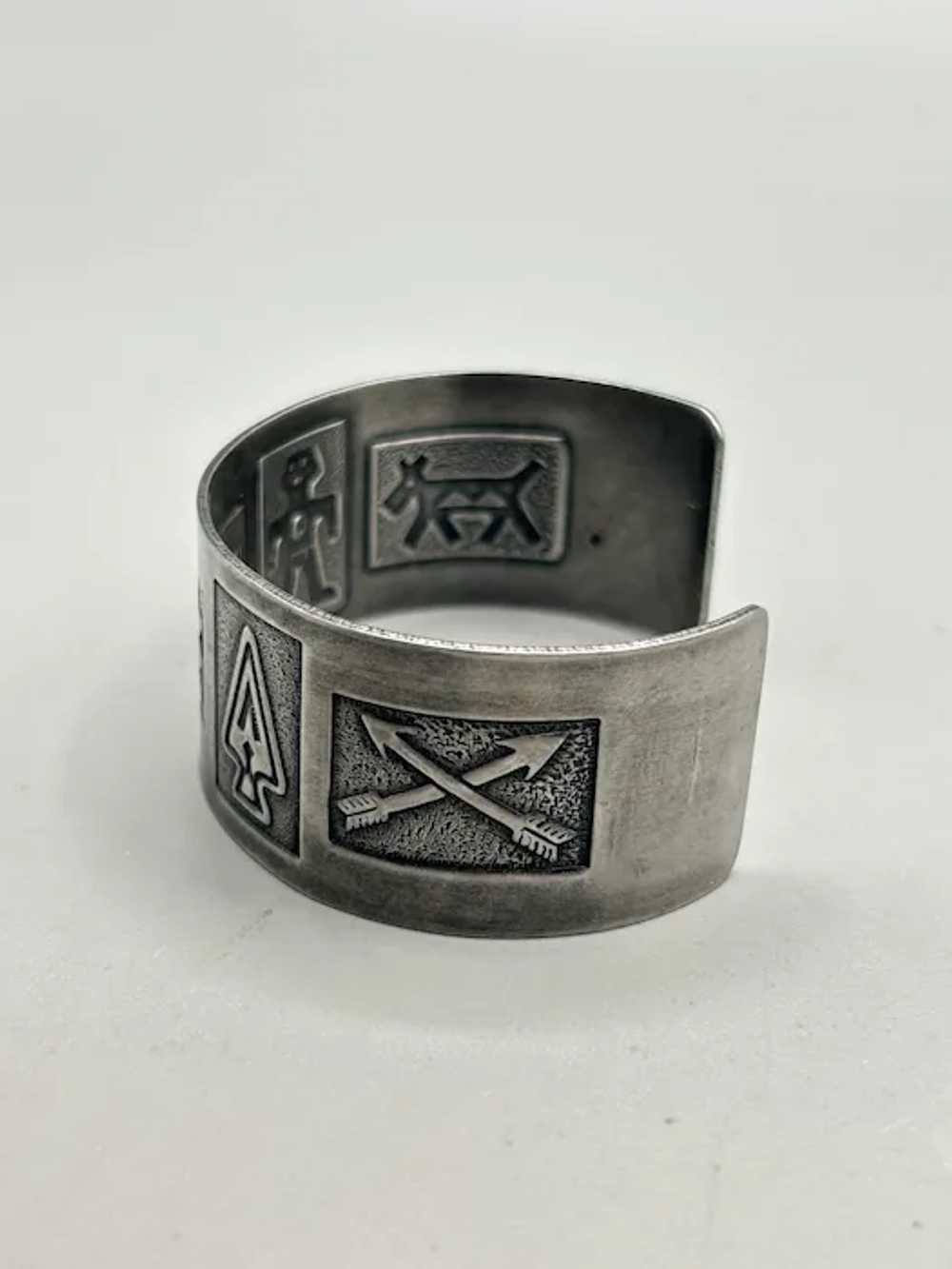 Vintage Silver Tone Cuff Bracelet Native American… - image 7