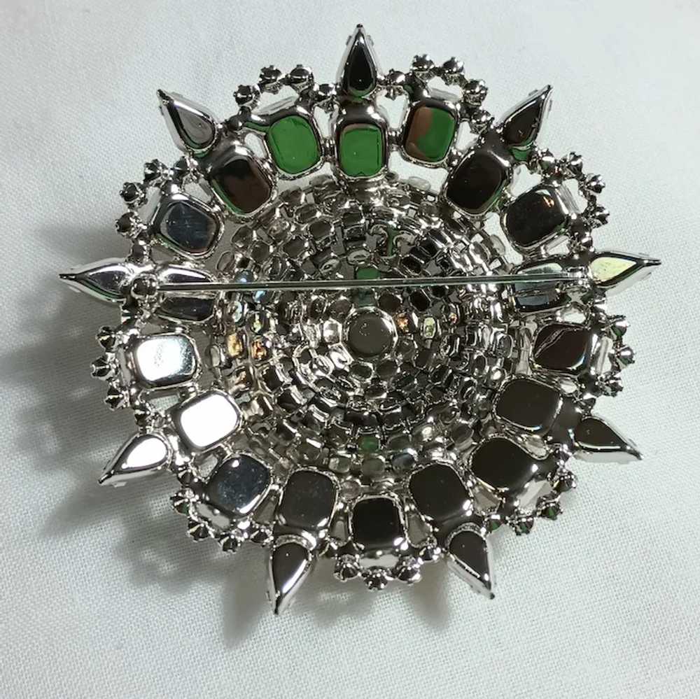 Silver tone colorless rhinestone brooch clip earr… - image 7