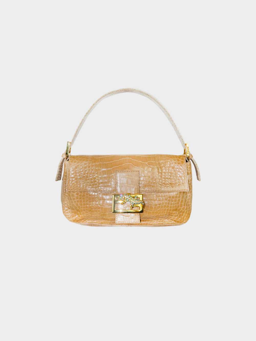 Fendi 2010s Beige Crocodile with Crystal Lizard B… - image 1