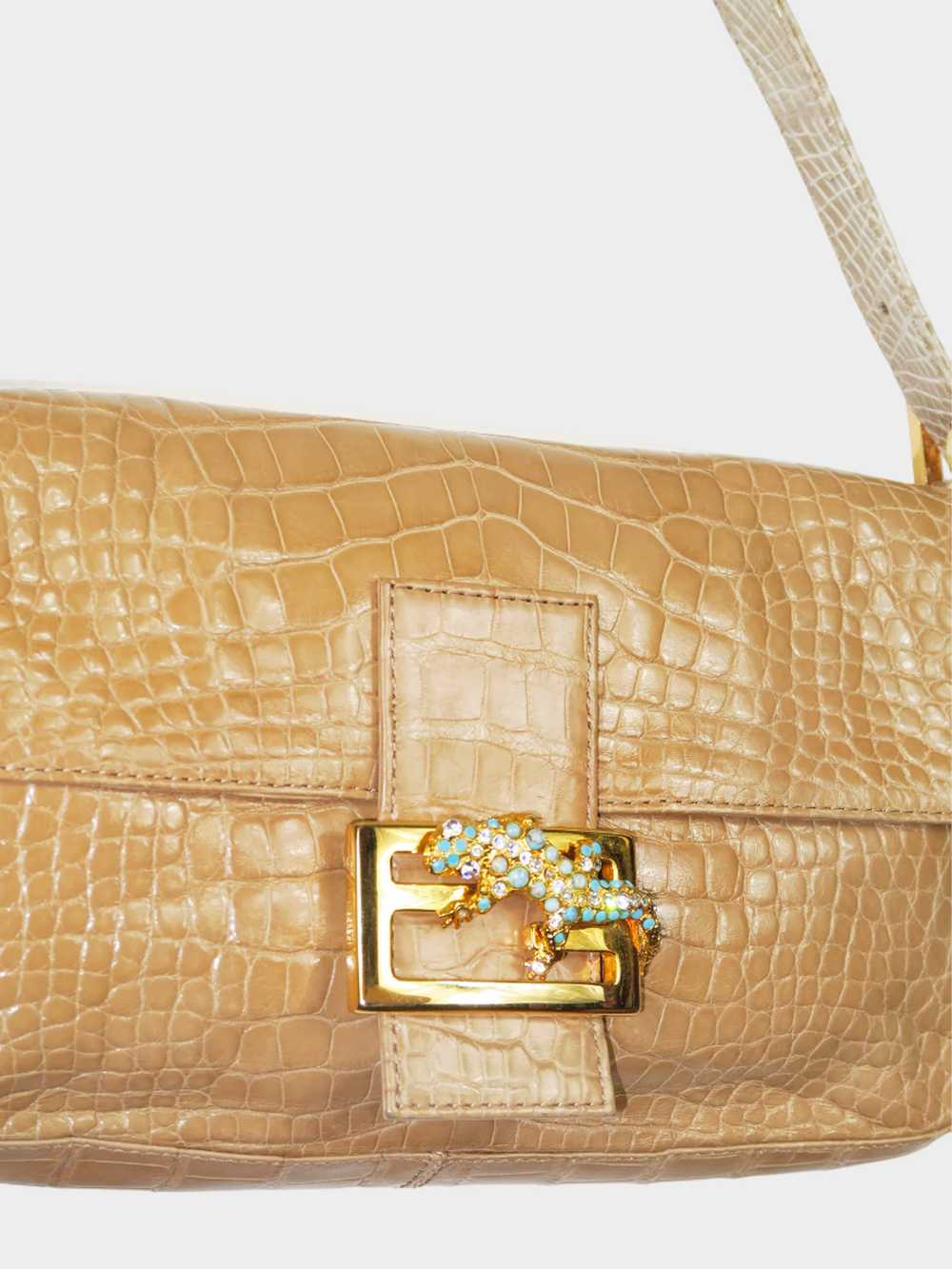 Fendi 2010s Beige Crocodile with Crystal Lizard B… - image 2