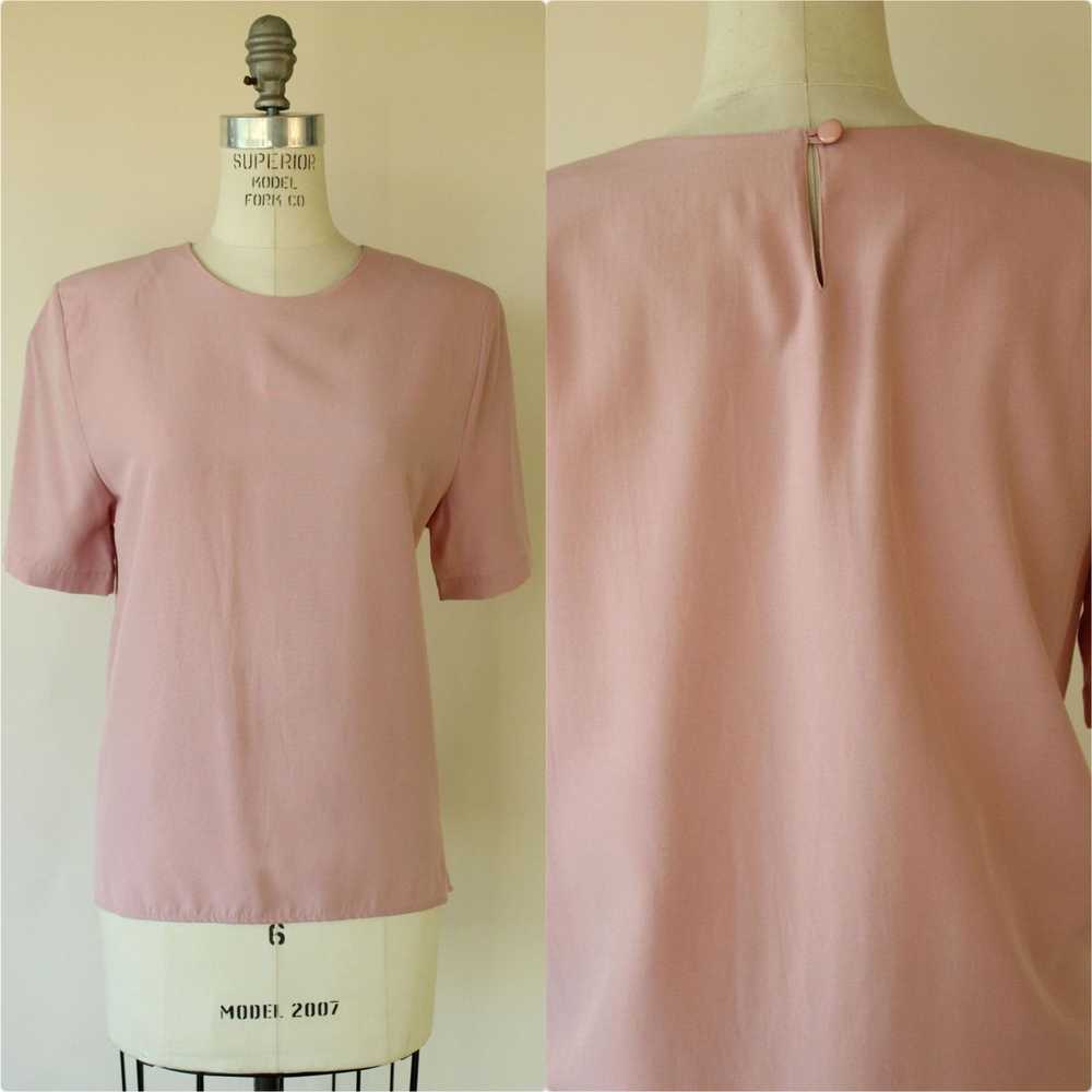 Vintage Vintage 1980s Blouse, Gloria Lance Pink S… - image 1