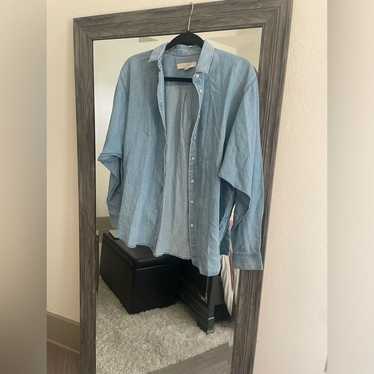 Loft Loft blue long sleeve button up blouse - image 1