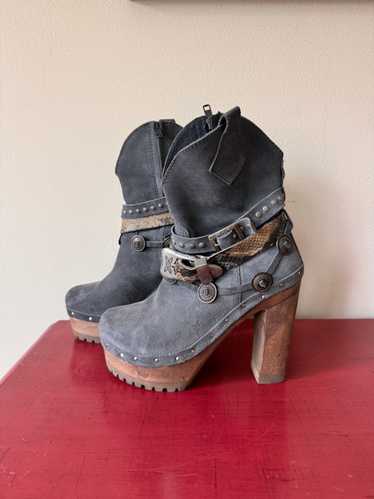 Suede Buckle Booties, 36