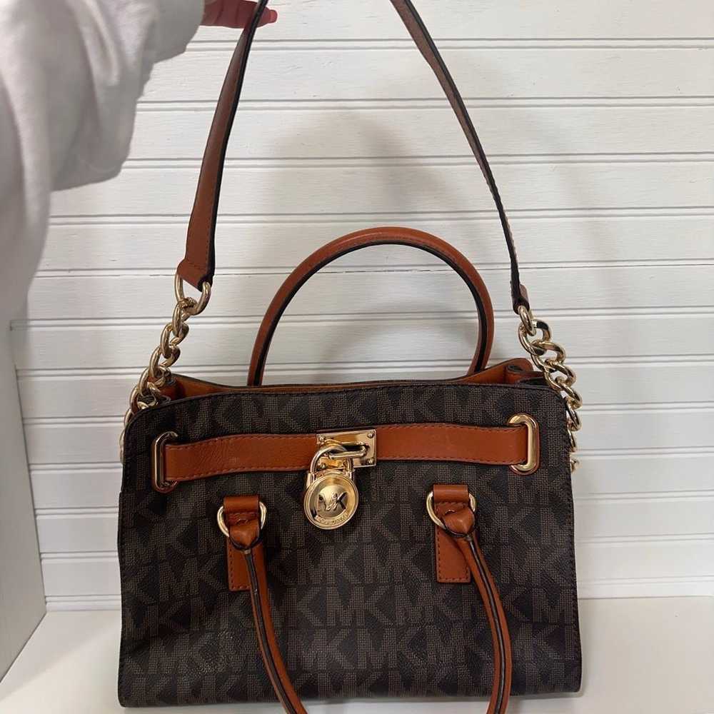 MICHAEL KORS HAMILTON EAST WEST BROWN LEATHER SAT… - image 3