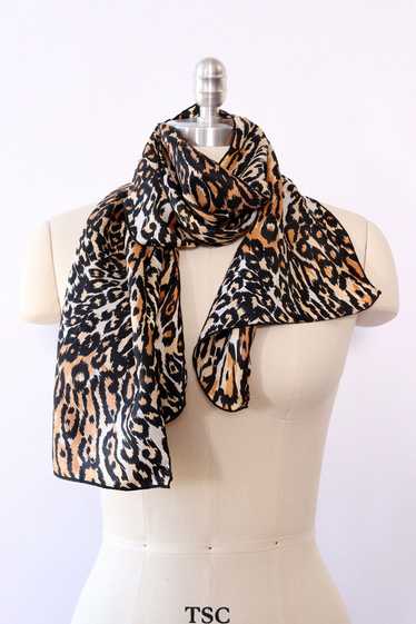 Silky Leopard Print Scarf