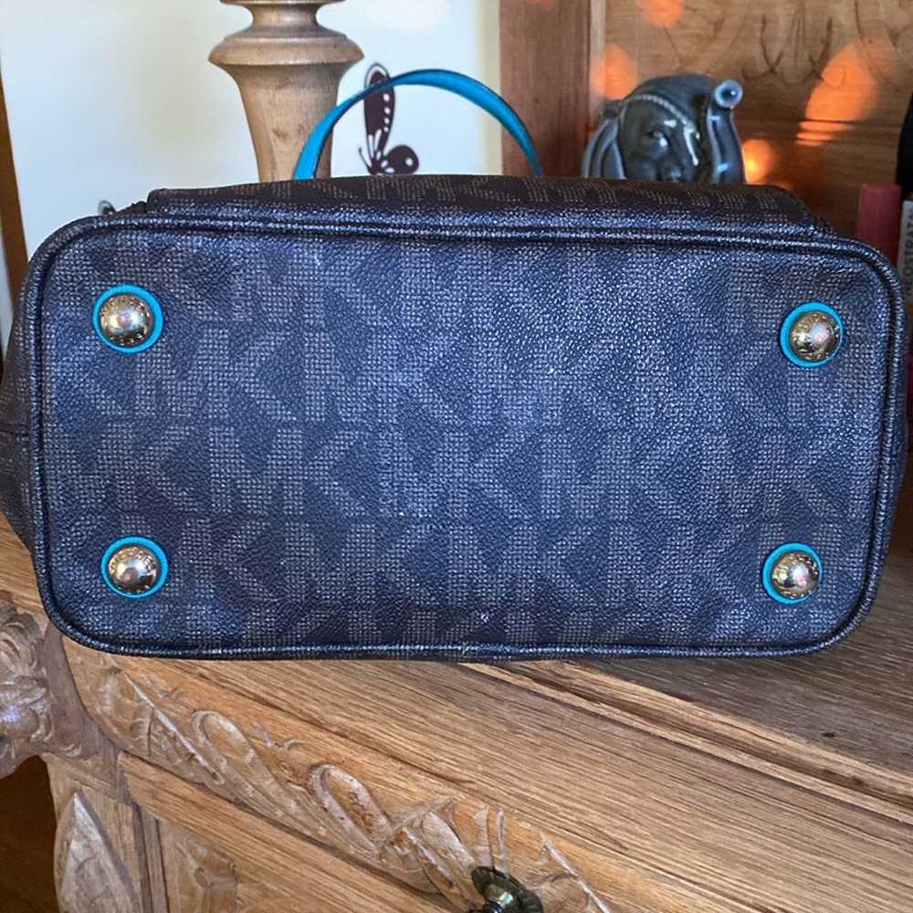 Michael Kors signature MK logo teal leather and t… - image 5