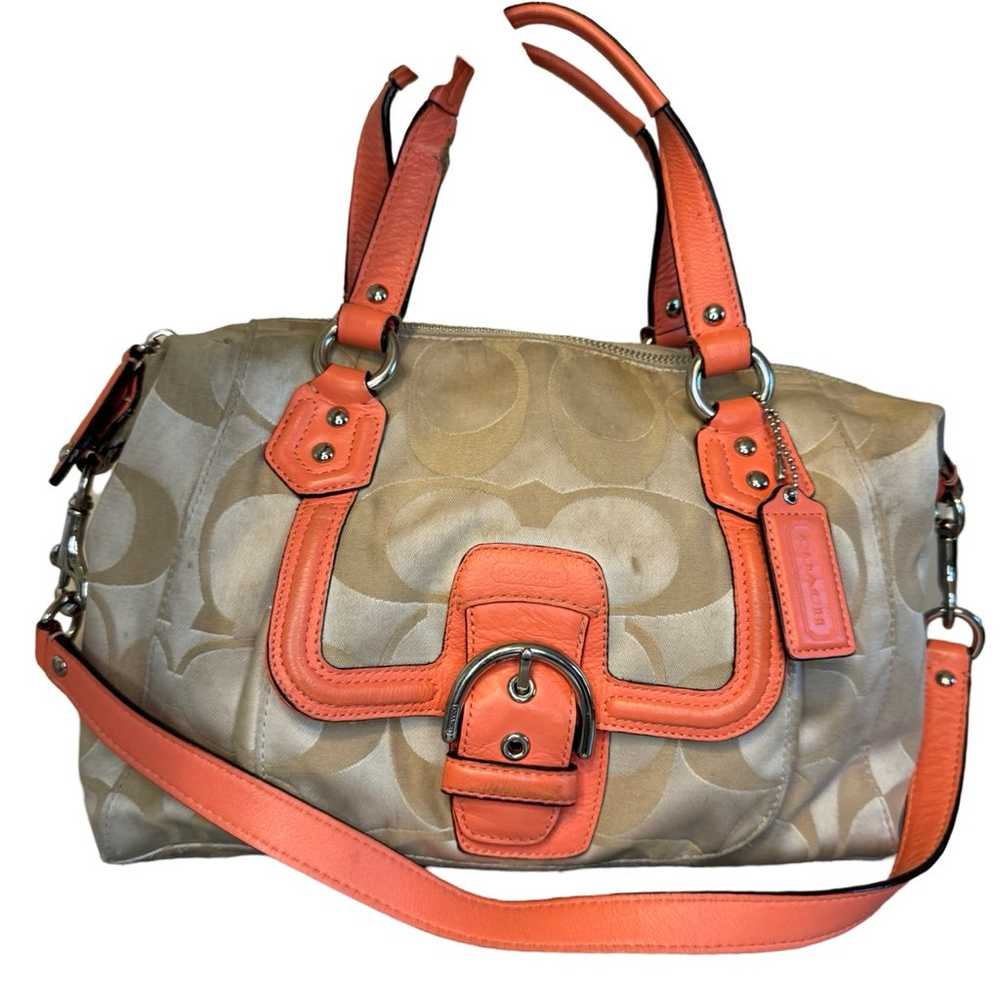 Coach Campbell Monogram Coral Orange Leather Shou… - image 1