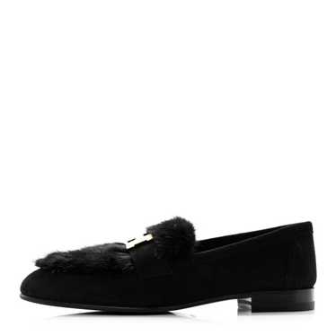 HERMES Mink Fur Suede Goatskin Paris Loafers 36 B… - image 1