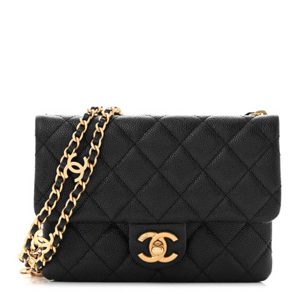 CHANEL Shiny Caviar Pick Me Up Flap Belt Bag Black - image 1