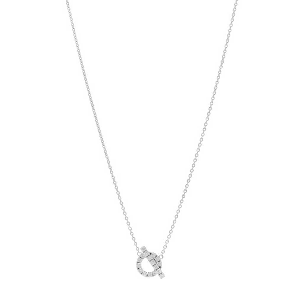 HERMES 18K White Gold Diamond Finesse Pendant Nec… - image 1