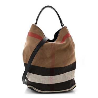 BURBERRY Canvas Mega Check Medium Ashby Hobo Black - image 1