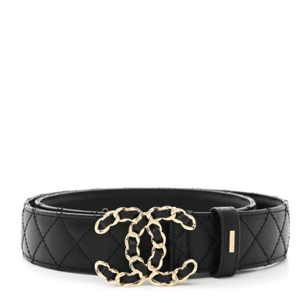 CHANEL Calfskin Quilted CC Chain Belt 85 34 Black - image 1