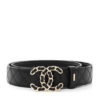 CHANEL Calfskin Quilted CC Chain Belt 85 34 Black - image 1