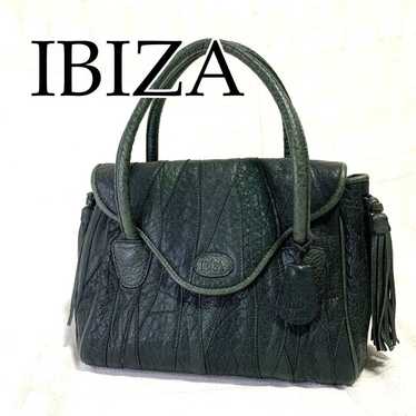 【Extremely rare】IBIZA Handbag Green Cowhide Patchw