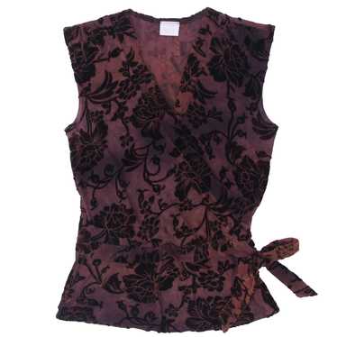 Y2K Suzy Sheir Floral Velvet Felt Sleeveless Top - image 1