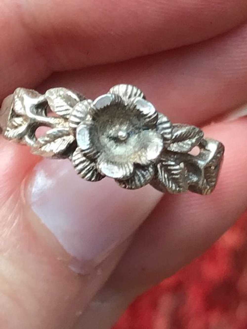 Unknown Silver Sterling silver 925 flower ring 7 … - image 6