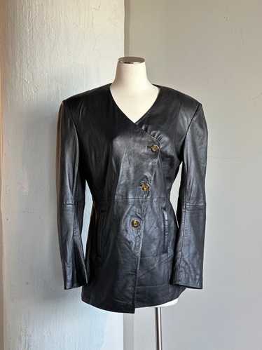 Vintage Black Lamb Leather Asymmetric Jacket