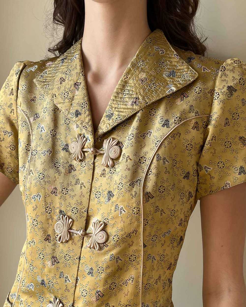 40s Gold Silk Brocade Jacket | S-M - image 2