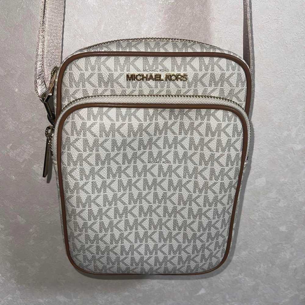 MICHAEL KORS MK Logo Print Shoulder Bag Vanilla - image 1