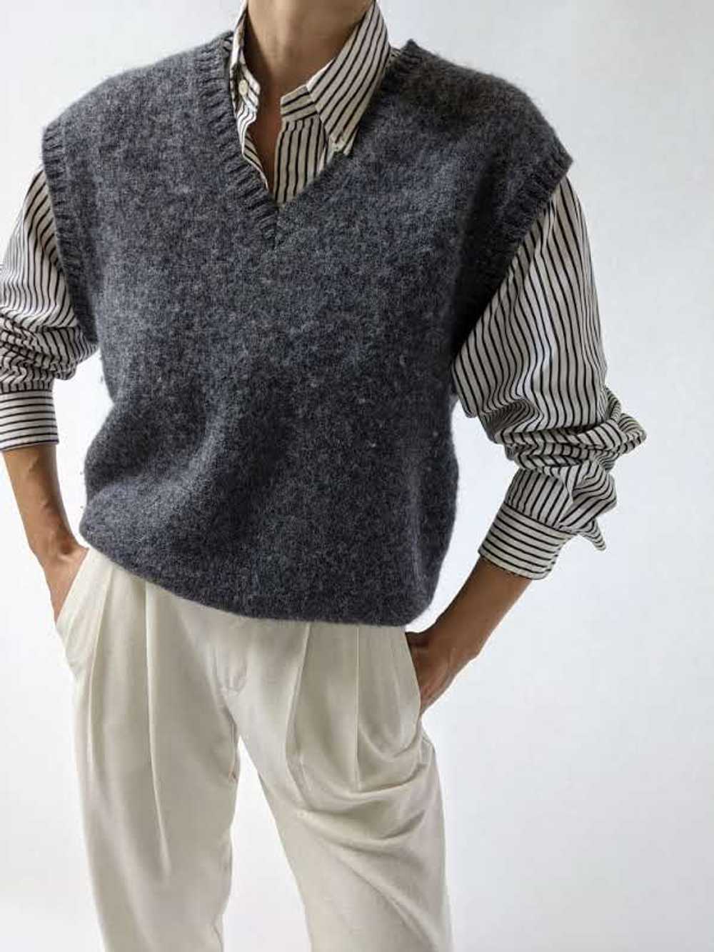 Vintage Grey Wool Sweater Vest - image 4