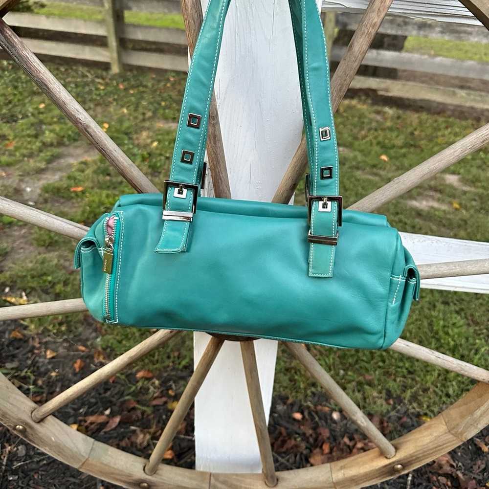 Vintage turquoise Perlina handbag purse - image 1