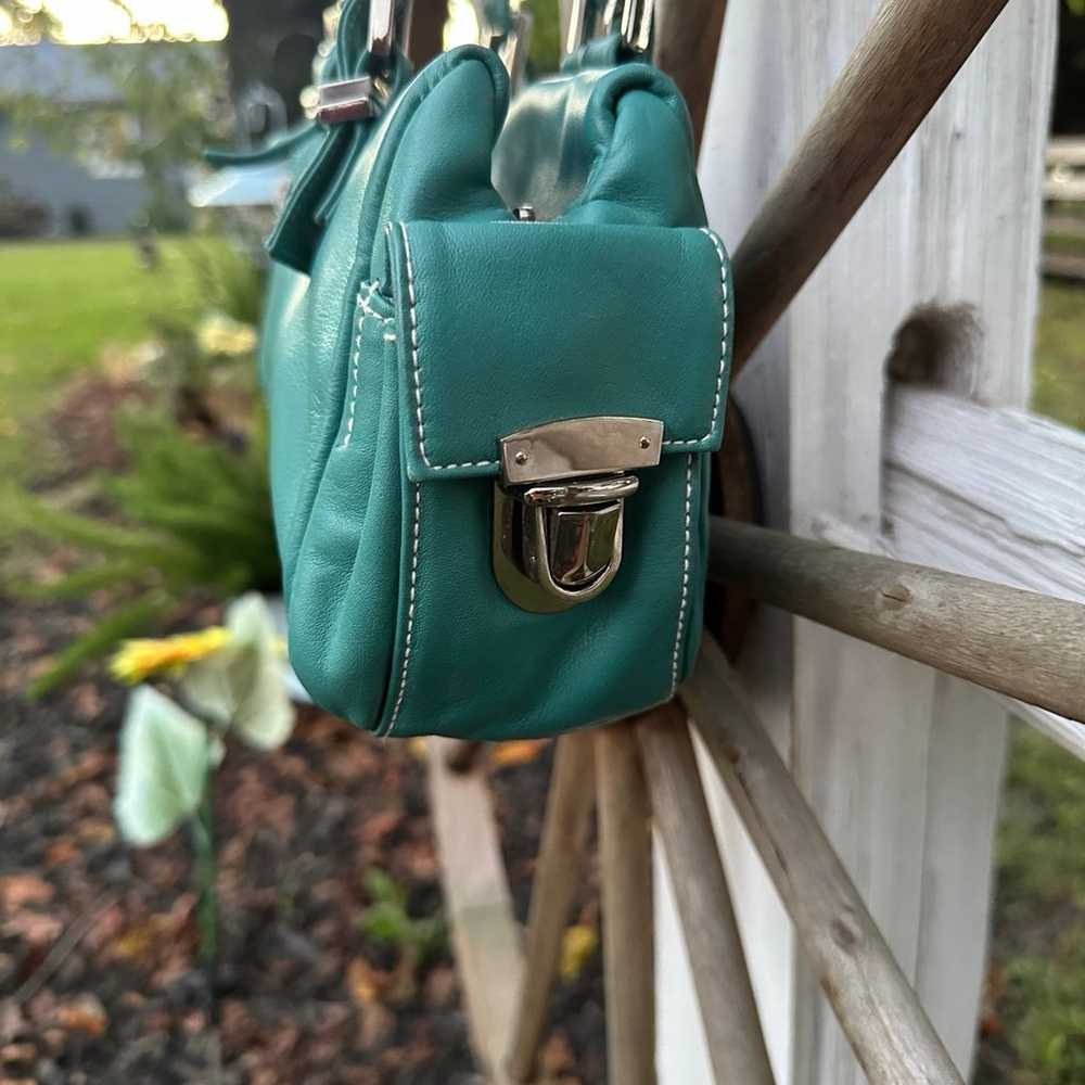 Vintage turquoise Perlina handbag purse - image 2