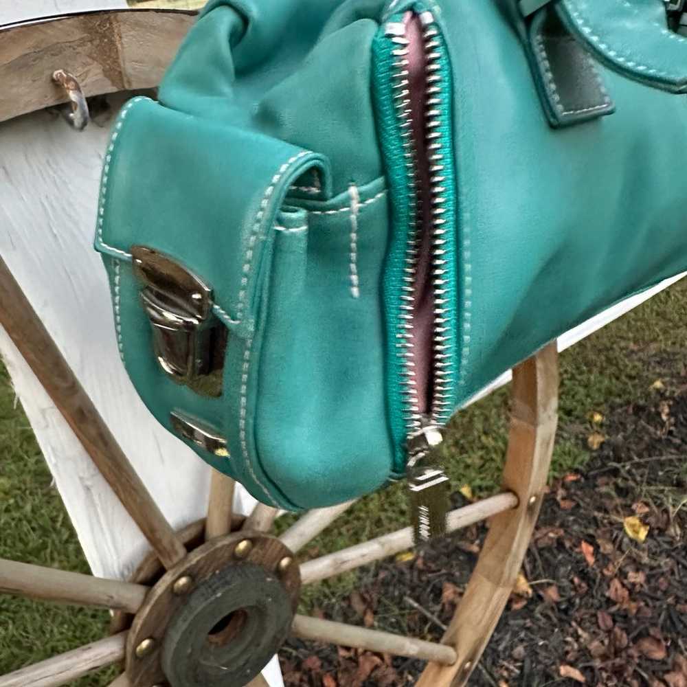 Vintage turquoise Perlina handbag purse - image 4