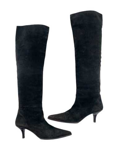 Gucci Y2K Black Suede Kitten Heel Knee Boots, Neve