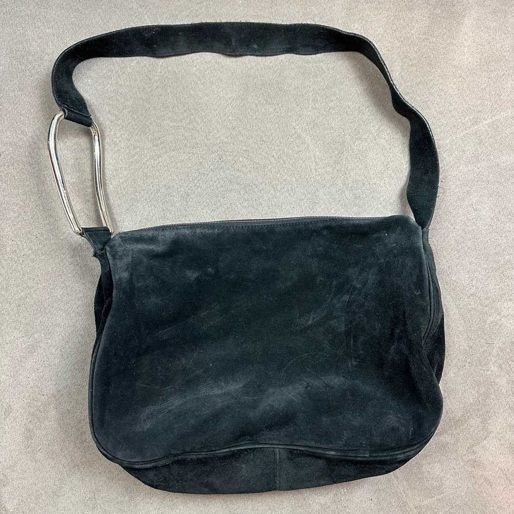 Furla Black Suede Leather Authentic Vintage Hobo … - image 3